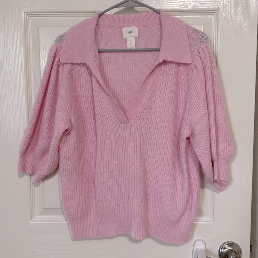 H&M Pink Short Sleeve Sweater